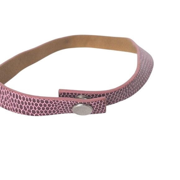 Boho Pink Faux Snakeskin Leather Bracelet Wristband Snap Closure Punk - Picture 1 of 3
